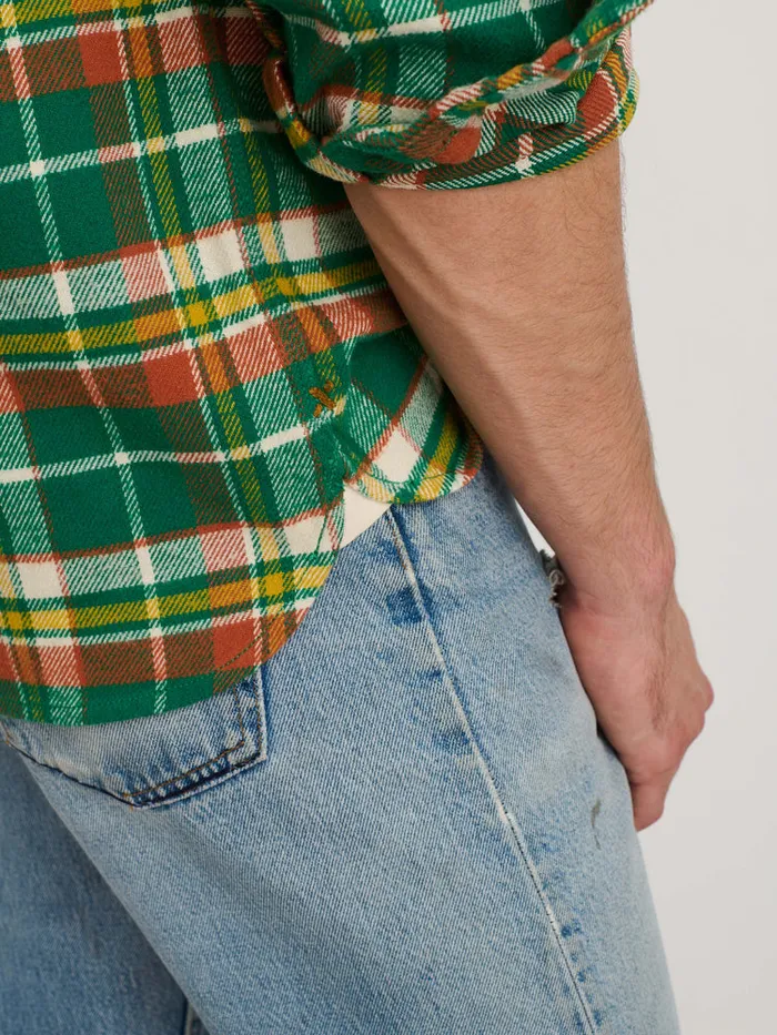 Men Alex Mill Shirts Chore Shirt In Green Plaid Flannel