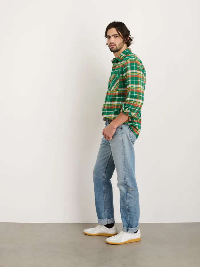 Men Alex Mill Shirts Chore Shirt In Green Plaid Flannel