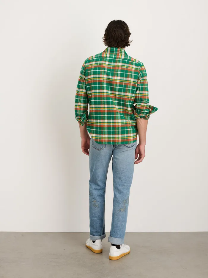 Men Alex Mill Shirts Chore Shirt In Green Plaid Flannel