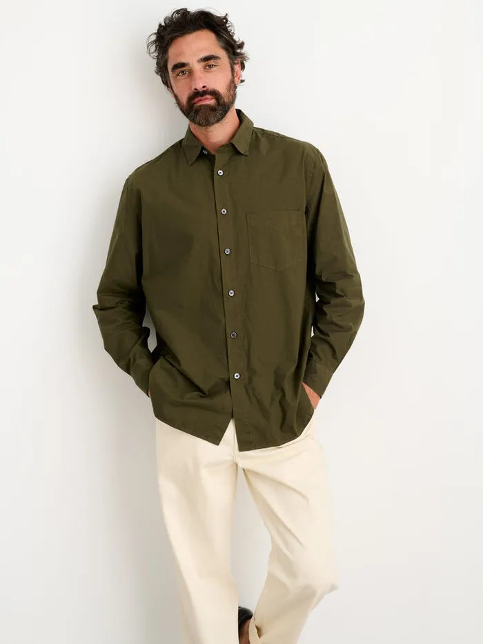 Men Alex Mill Shirts Easy Shirt In Paper Poplin Military Olive