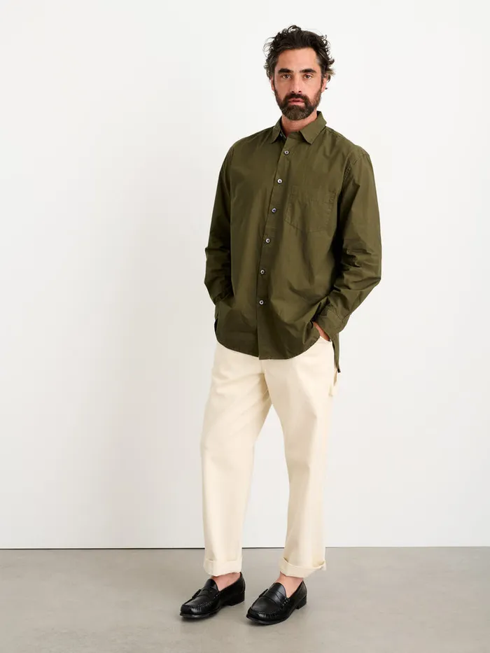 Men Alex Mill Shirts Easy Shirt In Paper Poplin Military Olive
