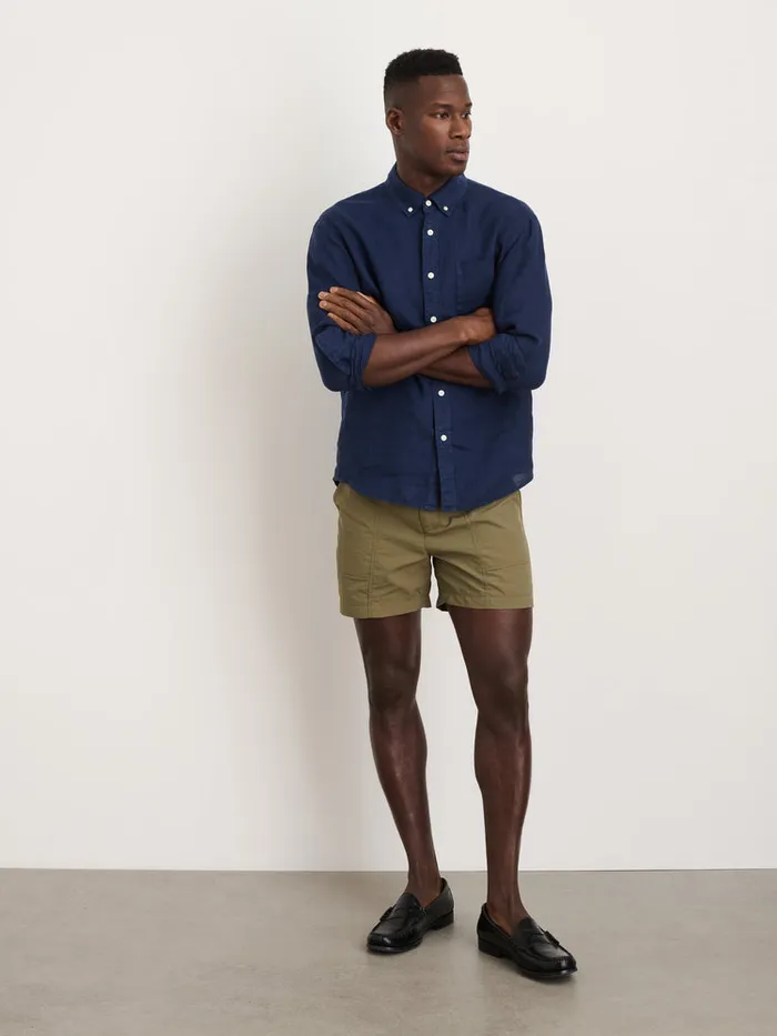 Men Alex Mill Shirts Mill Shirt In Linen Navy
