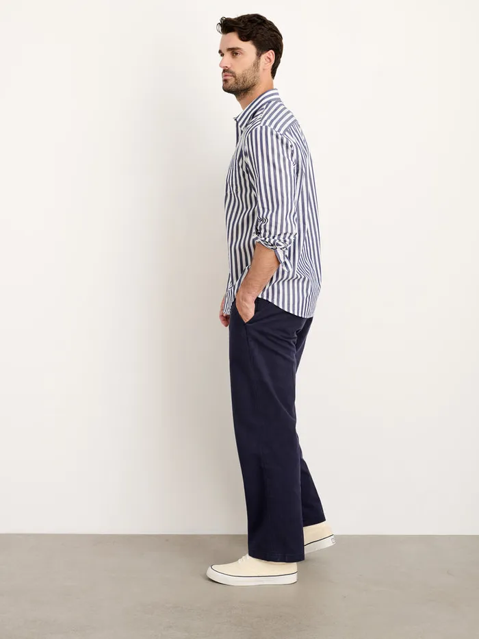 Men Alex Mill Shirts Mill Shirt In Wide Striped Portuguese Poplin Navywhite