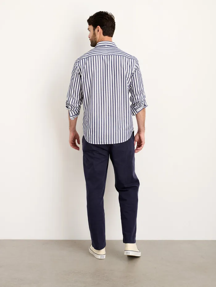Men Alex Mill Shirts Mill Shirt In Wide Striped Portuguese Poplin Navywhite