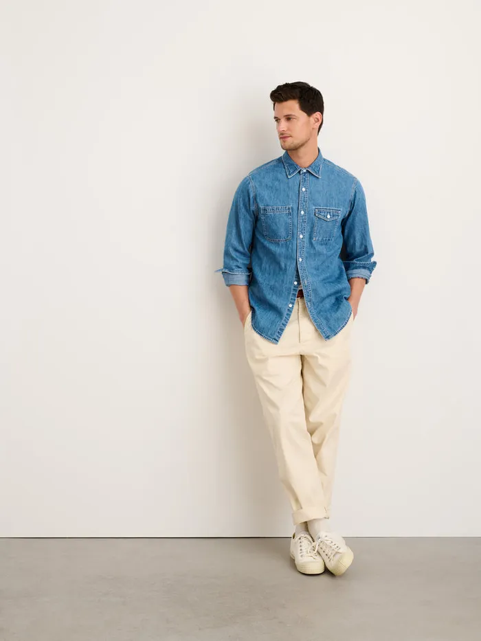 Men Alex Mill Shirts Work Shirt In Washed Denim