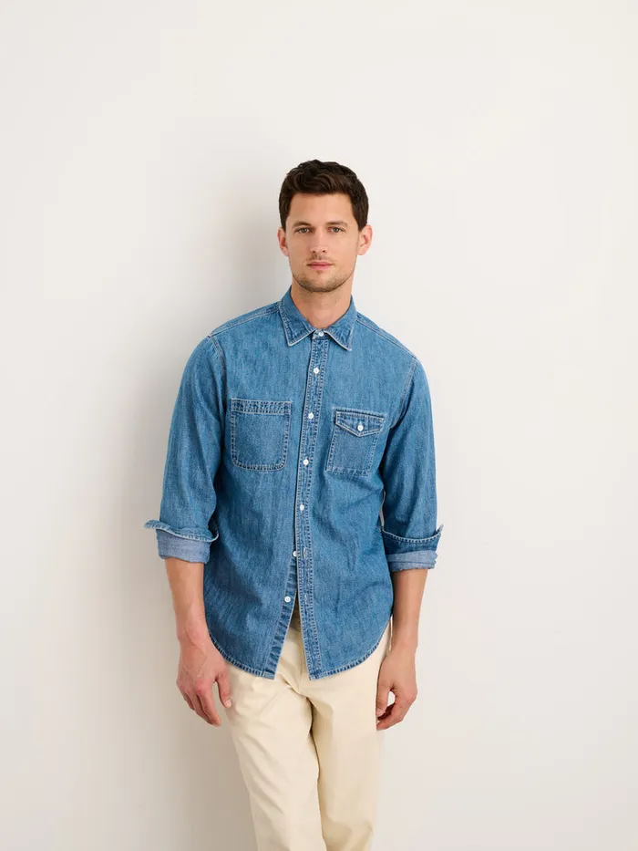 Men Alex Mill Shirts Work Shirt In Washed Denim