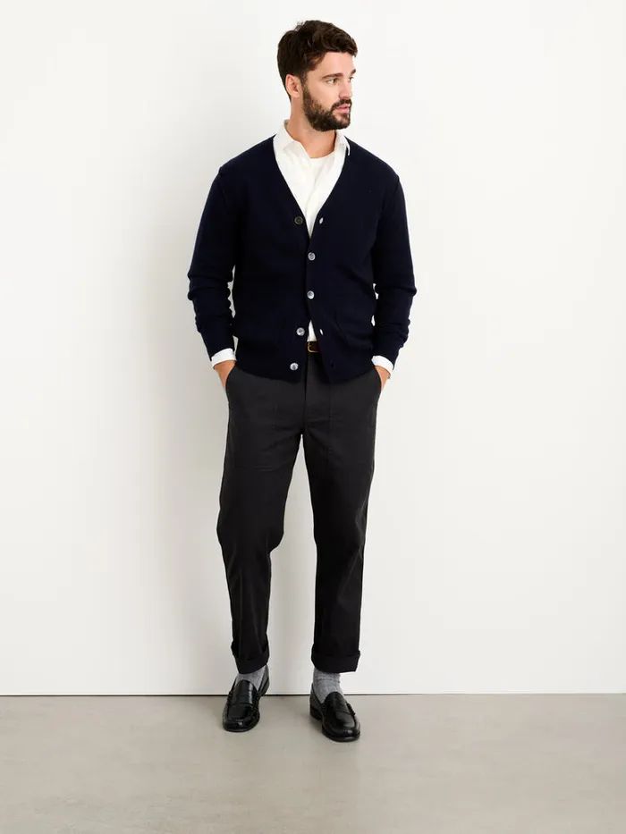 Men Alex Mill Sweaters Sweatshirts Ellsworth Reverse Seam Cardigan In Merino Wool Navy