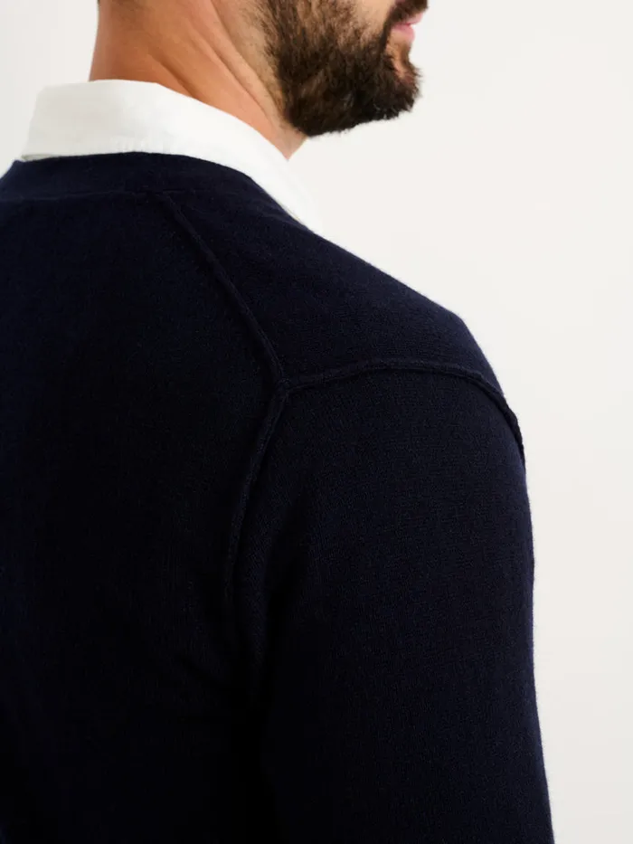Men Alex Mill Sweaters Sweatshirts Ellsworth Reverse Seam Cardigan In Merino Wool Navy