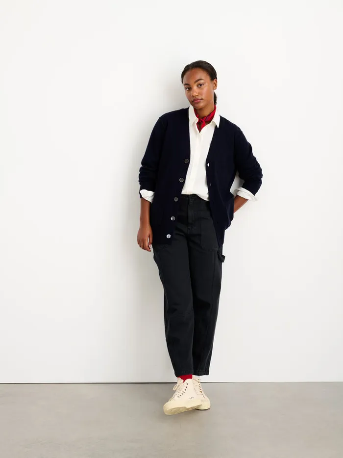 Men Alex Mill Sweaters Sweatshirts Ellsworth Reverse Seam Cardigan In Merino Wool Navy