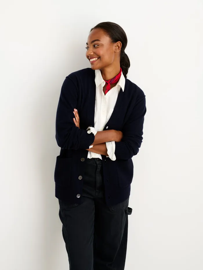 Men Alex Mill Sweaters Sweatshirts Ellsworth Reverse Seam Cardigan In Merino Wool Navy