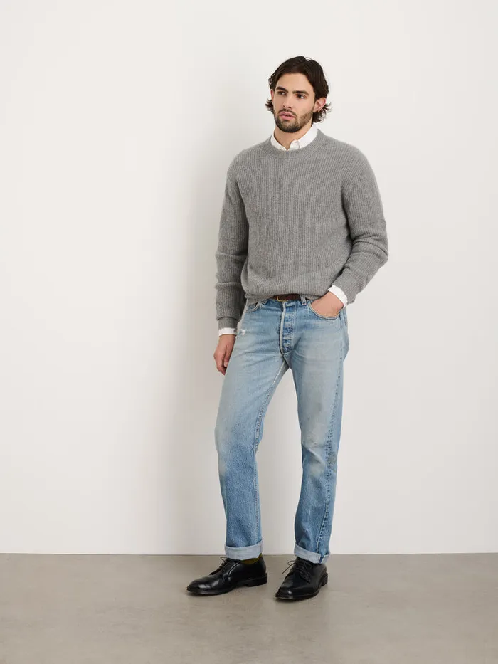 Men Alex Mill Sweaters Sweatshirts Jordan Sweater In Washed Cashmere Heather Grey