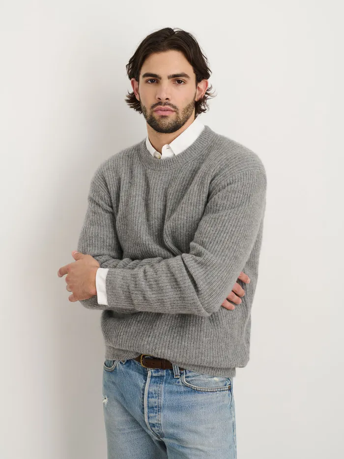Men Alex Mill Sweaters Sweatshirts Jordan Sweater In Washed Cashmere Heather Grey