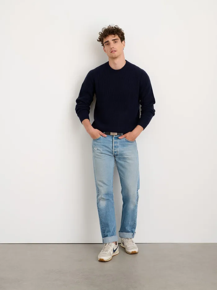Men Alex Mill Sweaters Sweatshirts Jordan Sweater In Washed Cashmere Navy