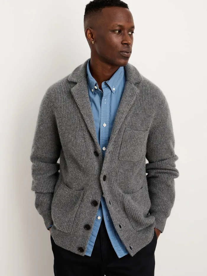Men Alex Mill Sweaters Sweatshirts Mitchell Cardigan In Washed Cashmere Heather Pewter