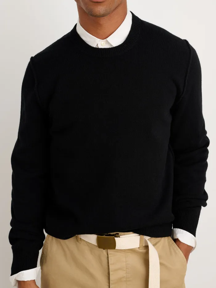 Men Alex Mill Sweaters Sweatshirts Reverse Seam Sweater In Superfine Merino Wool Black