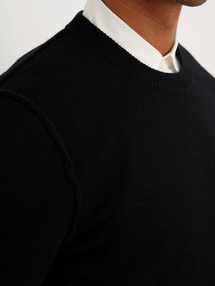 Men Alex Mill Sweaters Sweatshirts Reverse Seam Sweater In Superfine Merino Wool Black