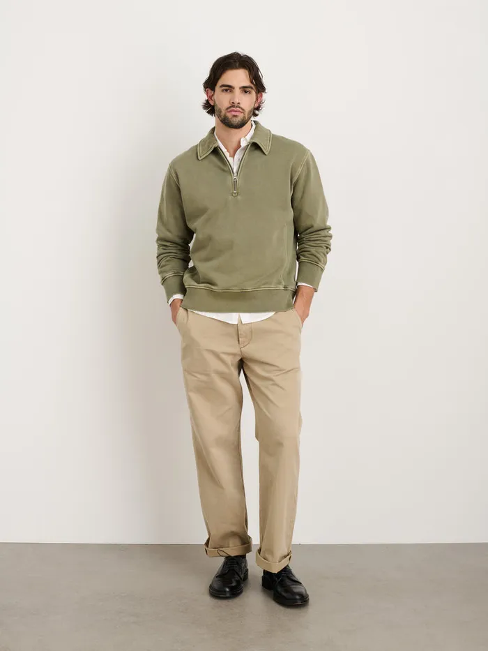 Men Alex Mill Sweaters Sweatshirts Som Half Zip Sweatshirt In Fleece Olive
