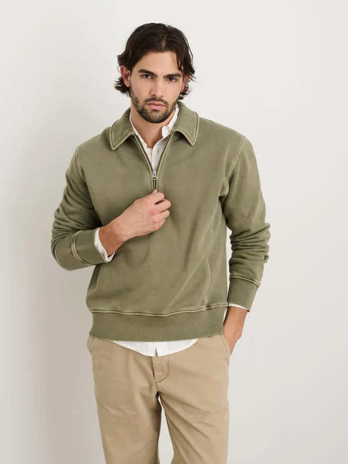 Men Alex Mill Sweaters Sweatshirts Som Half Zip Sweatshirt In Fleece Olive