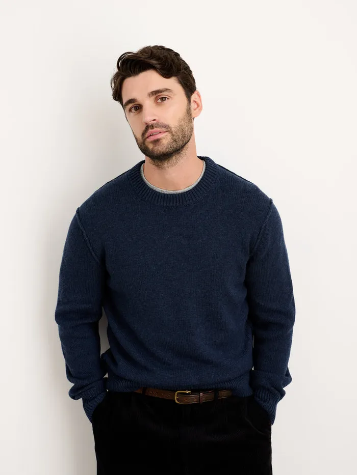 Men Alex Mill Sweaters Sweatshirts Weston Pullover In Wool Cotton Heather Navy