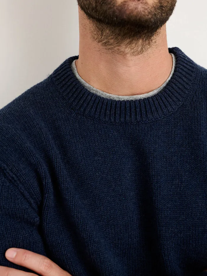 Men Alex Mill Sweaters Sweatshirts Weston Pullover In Wool Cotton Heather Navy