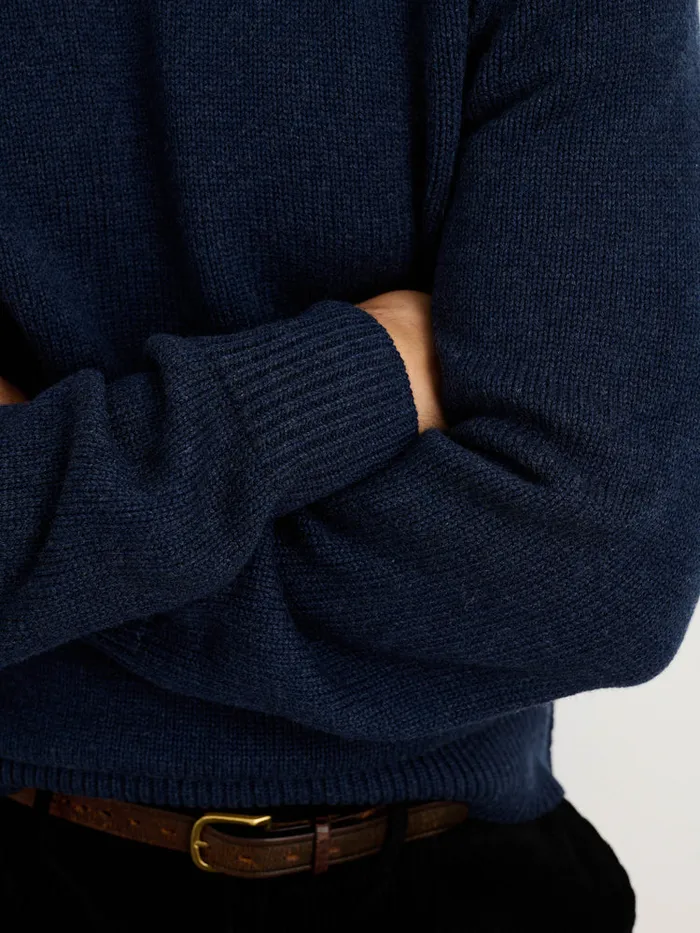 Men Alex Mill Sweaters Sweatshirts Weston Pullover In Wool Cotton Heather Navy