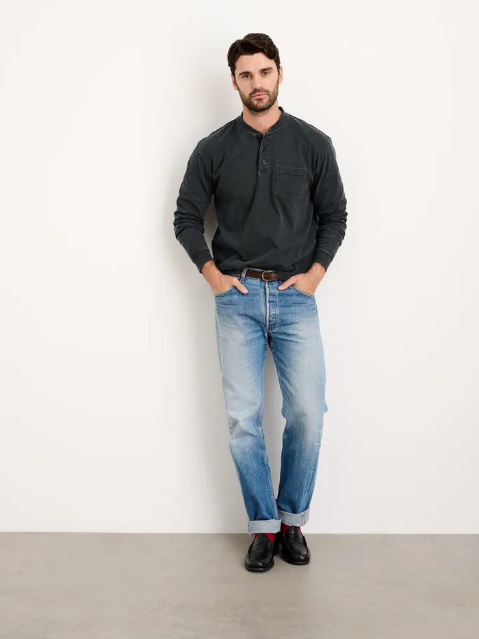 Men Alex Mill Tees Polos Allan Henley In Heavyweight Jersey Washed Black