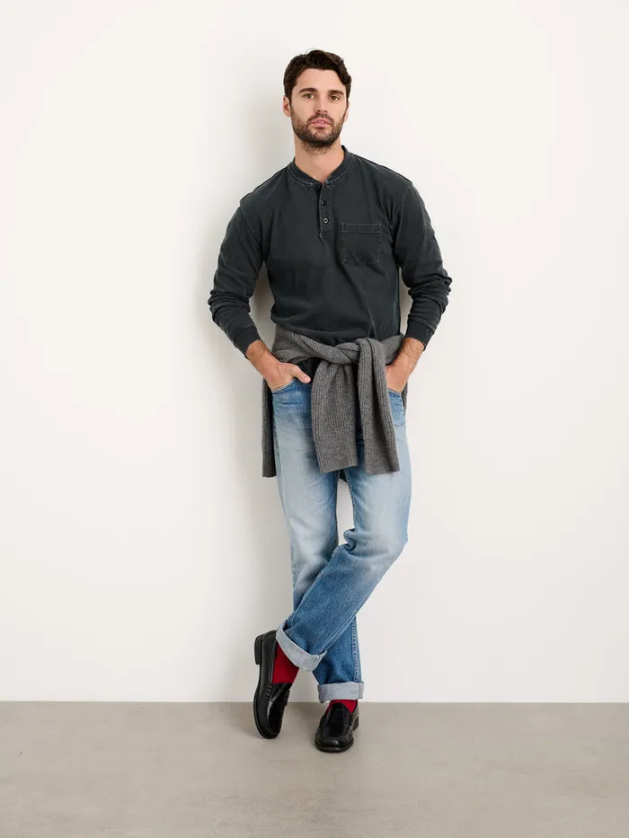 Men Alex Mill Tees Polos Allan Henley In Heavyweight Jersey Washed Black