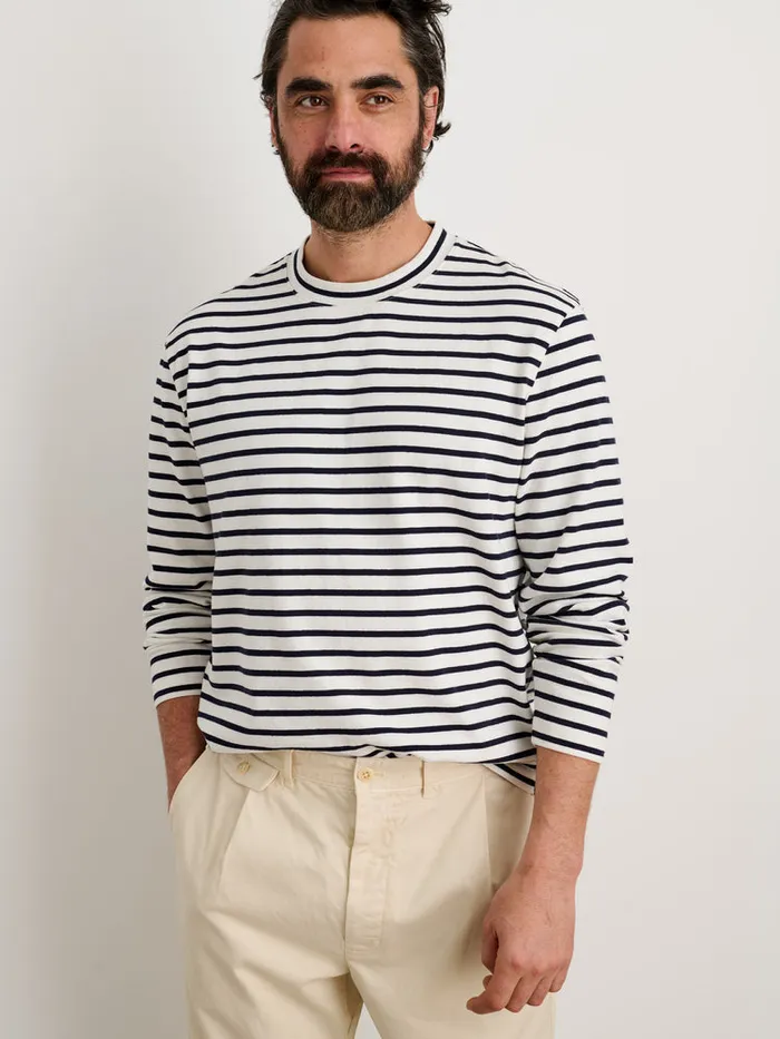Men Alex Mill Tees Polos Long Sleeve Striped Tee Naturalnavy