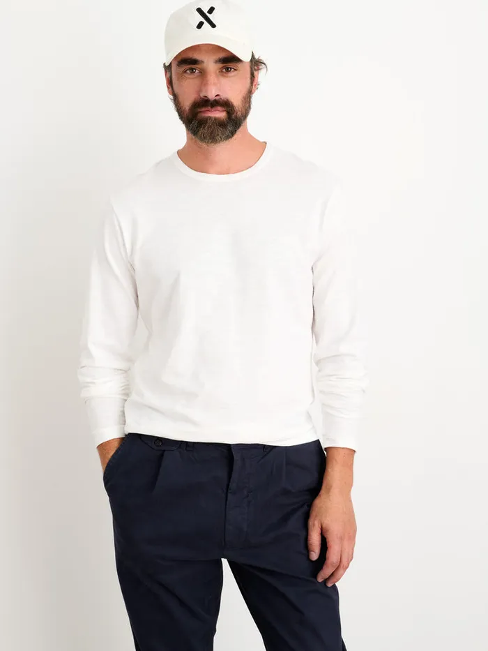 Men Alex Mill Tees Polos Standard Long Sleeve TShirt In Slub Cotton White