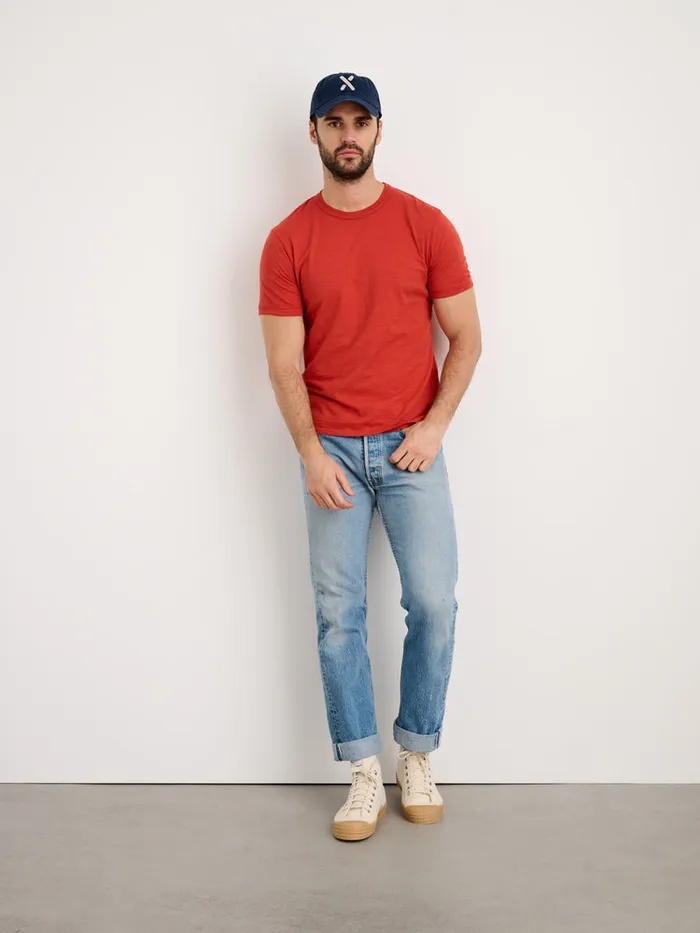 Men Alex Mill Tees Polos Standard TShirt In Slub Cotton Barn Red