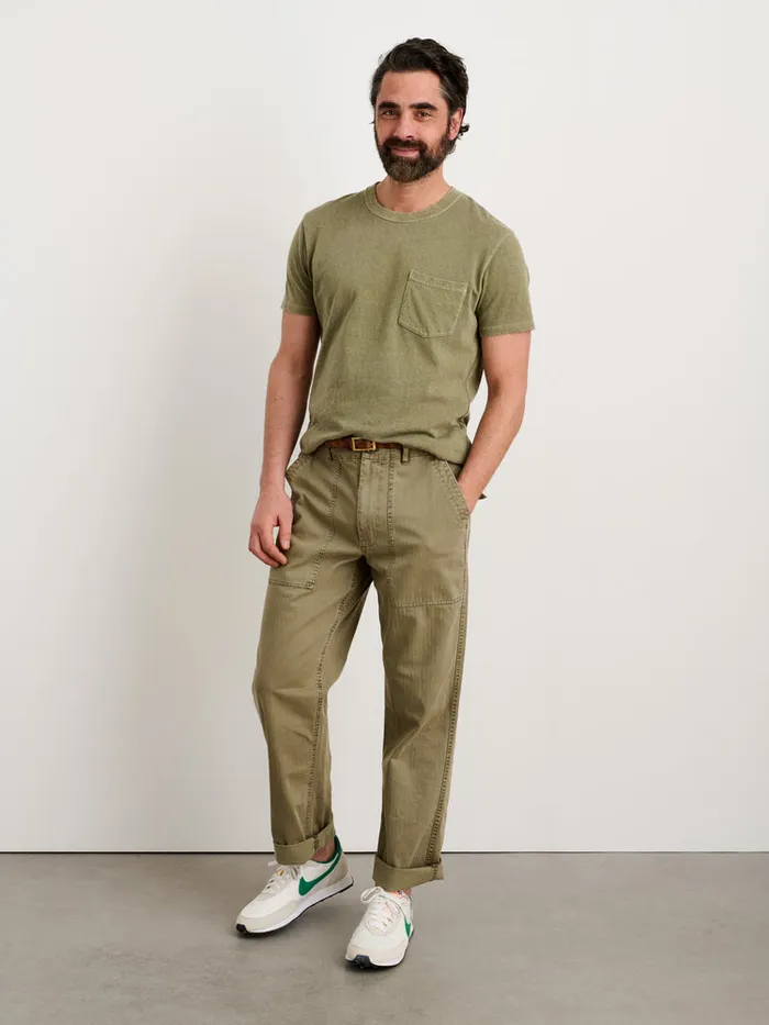 Men Alex Mill Tees Polos Vintage Wash Pocket Tee Bay Leaf