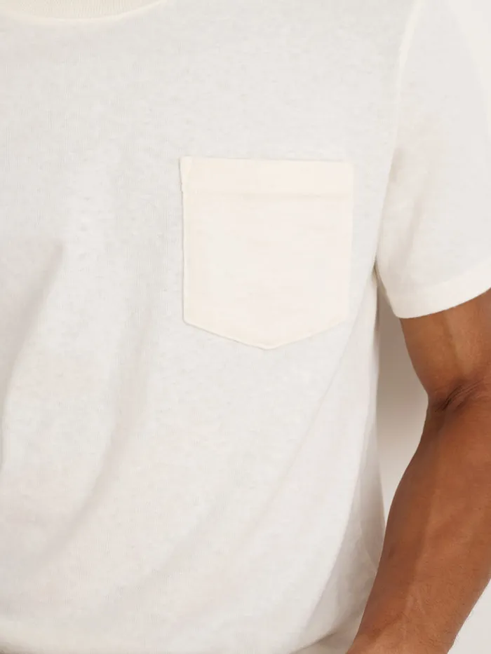 Men Alex Mill Tees Polos Vintage Wash Pocket Tee Off White