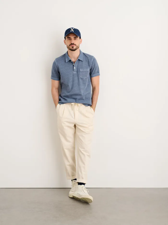 Men Alex Mill Tees Polos Vintage Wash Polo Faded Blue