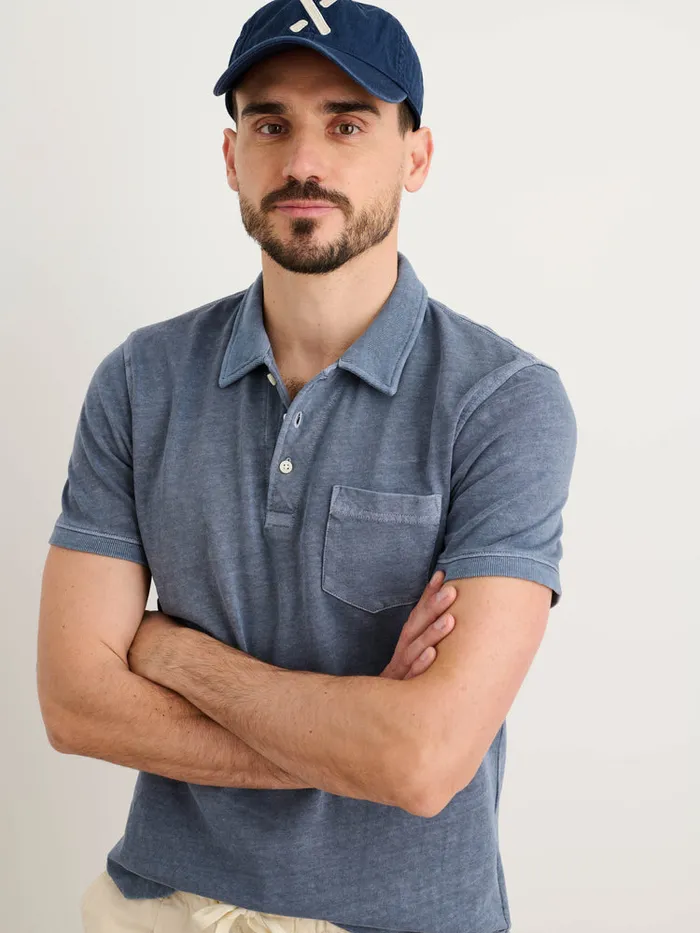 Men Alex Mill Tees Polos Vintage Wash Polo Faded Blue