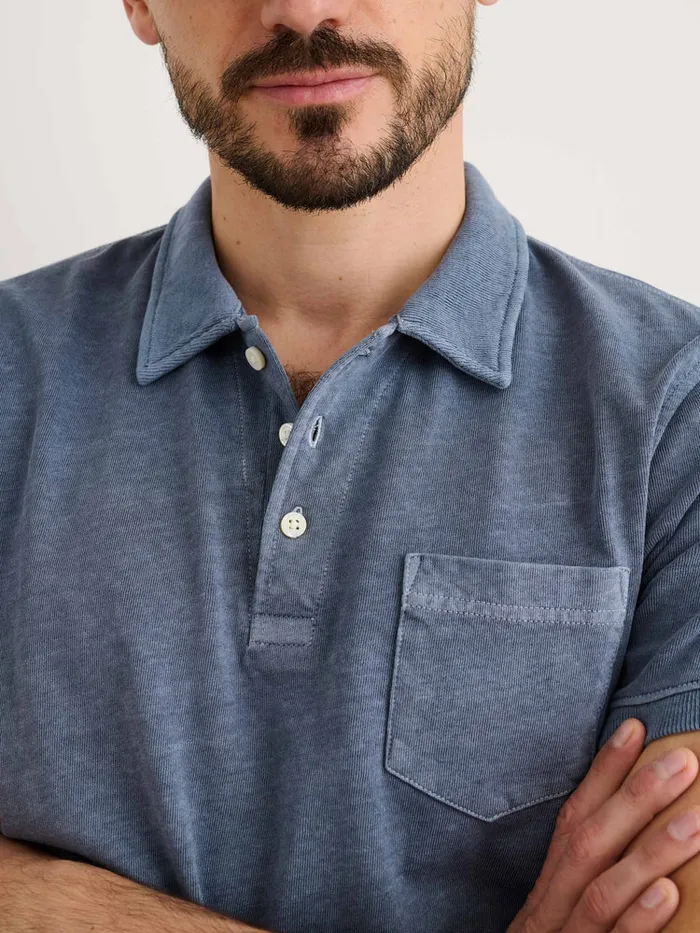 Men Alex Mill Tees Polos Vintage Wash Polo Faded Blue