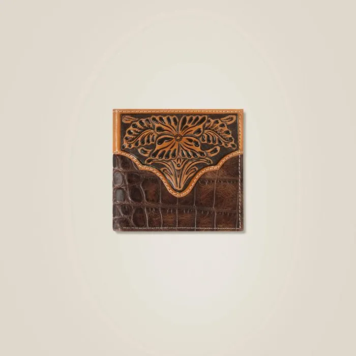 Men Bags and Wallets Ariat Alligator Bifold Wallet Brown