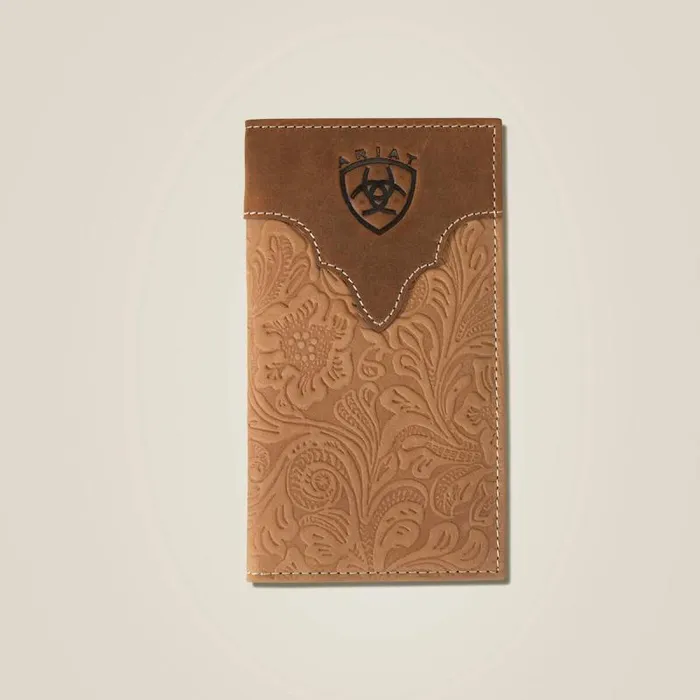 Men Bags and Wallets Ariat Tooled Leather Rodeo Wallet Brown