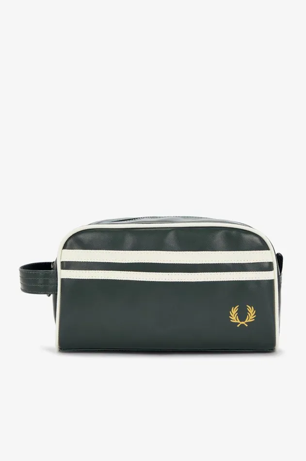 Men Bags Fred Perry Coated Polyester Wash Bag Night Greenecru