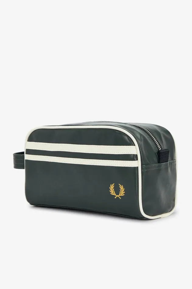 Men Bags Fred Perry Coated Polyester Wash Bag Night Greenecru