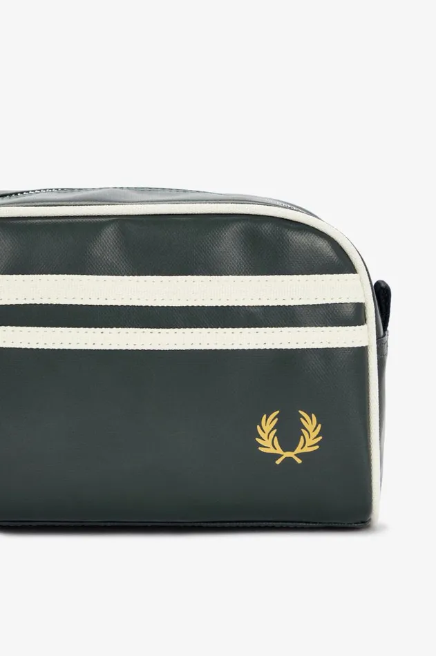 Men Bags Fred Perry Coated Polyester Wash Bag Night Greenecru