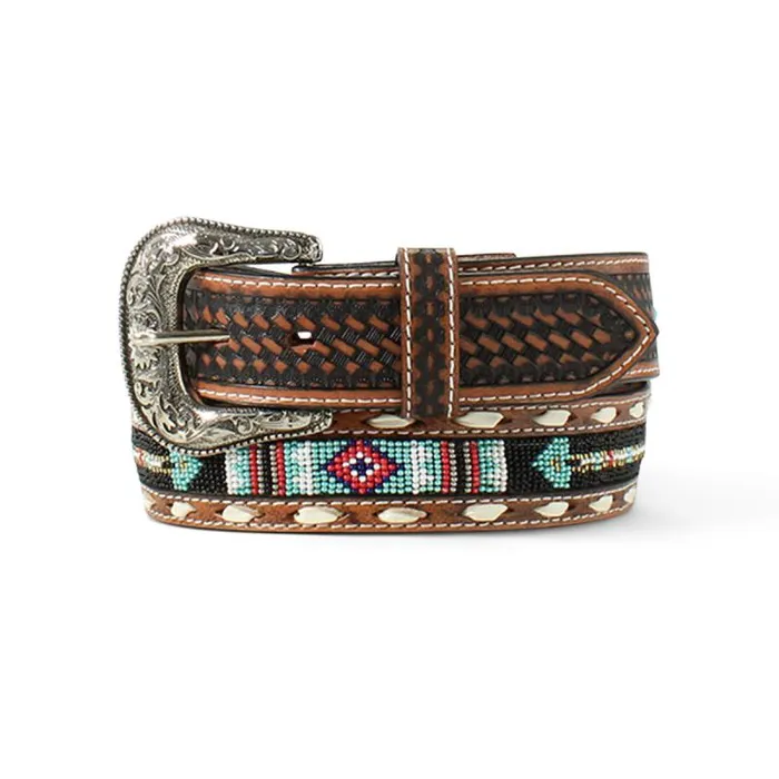 Men Belts Ariat Southwest Beaded Belt Beigekhaki