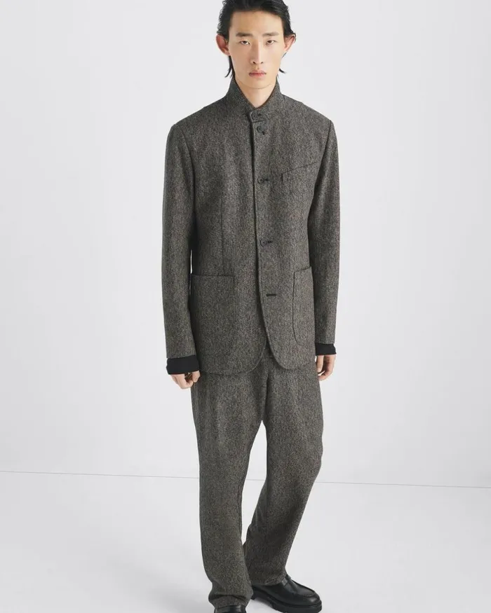 Men Blazers Rag 038 Bone Parker Mlange Cotton Blazer Navy Melange
