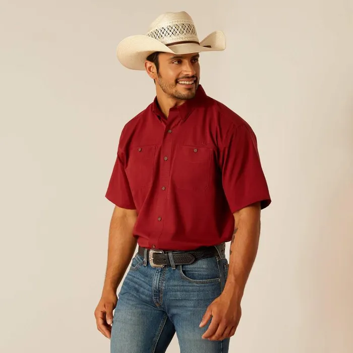 Men Button Down Shirts Ariat 360 AirFlow Classic Fit Shirt Merlot