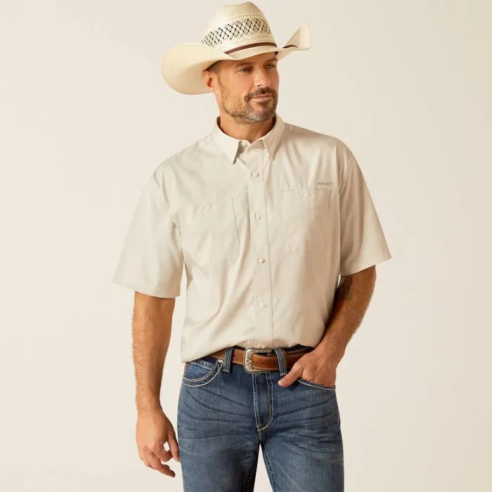 Men Button Down Shirts Ariat 360 AirFlow Classic Fit Shirt Silver Lining