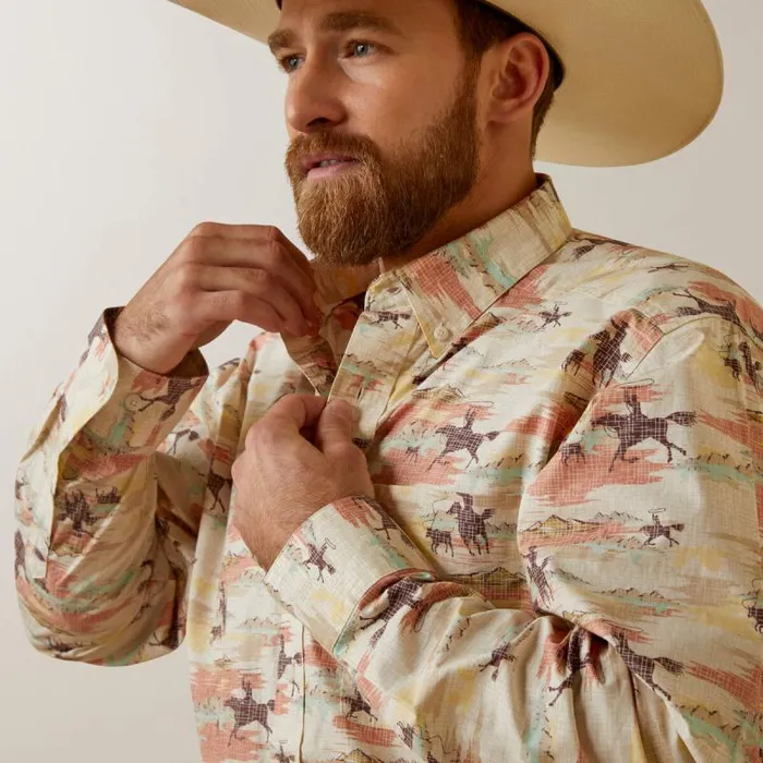 Men Button Down Shirts Ariat August Classic Fit Shirt Yellow Men Button Down Shirts Ariat August Classic Fit Shirt Yellow