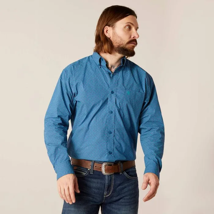 Men Button Down Shirts Ariat Braxton Classic Fit Shirt Spellbound Teal
