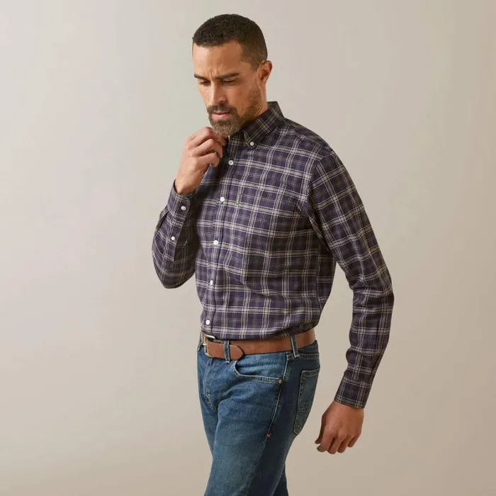 Men Button Down Shirts Ariat Clement Shirt Navy Plaid