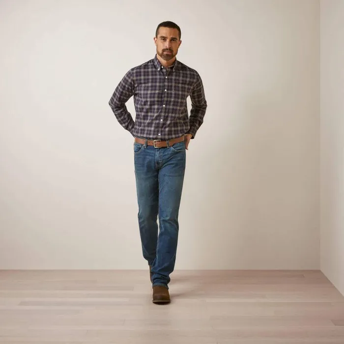Men Button Down Shirts Ariat Clement Shirt Navy Plaid