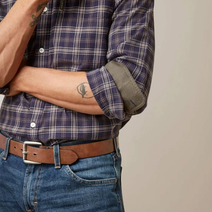 Men Button Down Shirts Ariat Clement Shirt Navy Plaid