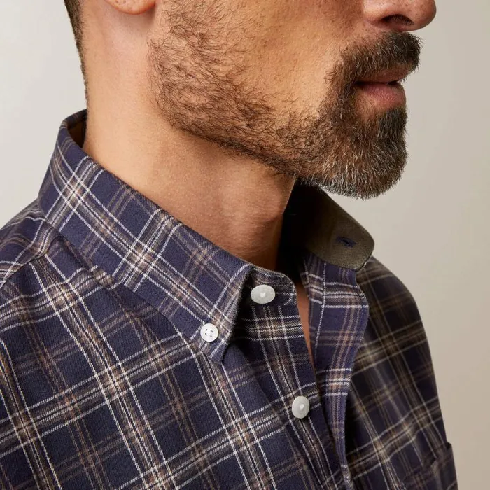 Men Button Down Shirts Ariat Clement Shirt Navy Plaid